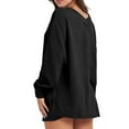 thumbnail image 3 of Fashion Lightweight V-neck Sweaters Women Winter Casual Long Sleeve Ribbed Knit Side Slit Pullover Top, 3 of 5