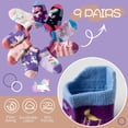 thumbnail image 3 of 9 Pairs Baby Girls Grips Ankle Socks Kids Toddlers Infants Anti Slip Non Skid Funny Cartoon Crew Breathable Cotton Socks, 3 of 5