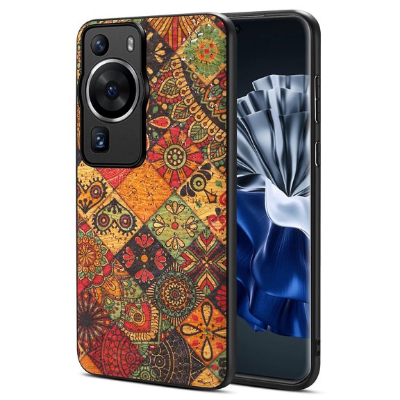For Huawei P60 / P60 Pro Flower Case PU Leather Protective Back Cover - Summer / Red