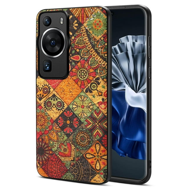 For Huawei P60 / P60 Pro Flower Case PU Leather Protective Back Cover - Summer / Red