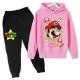 thumbnail image 3 of Sudadera con capucha y pantalones de Super Mario para niños, traje de 2 piezas, ropa de otoño y primavera para niños y niñas, sudadera con estampado de dibujos animados, trajes deportivos informales,, 3 of 5