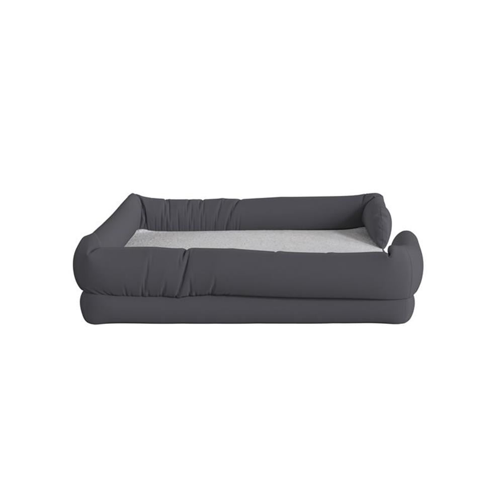 Pemberly Row Orthopedic 44" x 34" Fabric and Memory Foam Dog Bed in Gray
