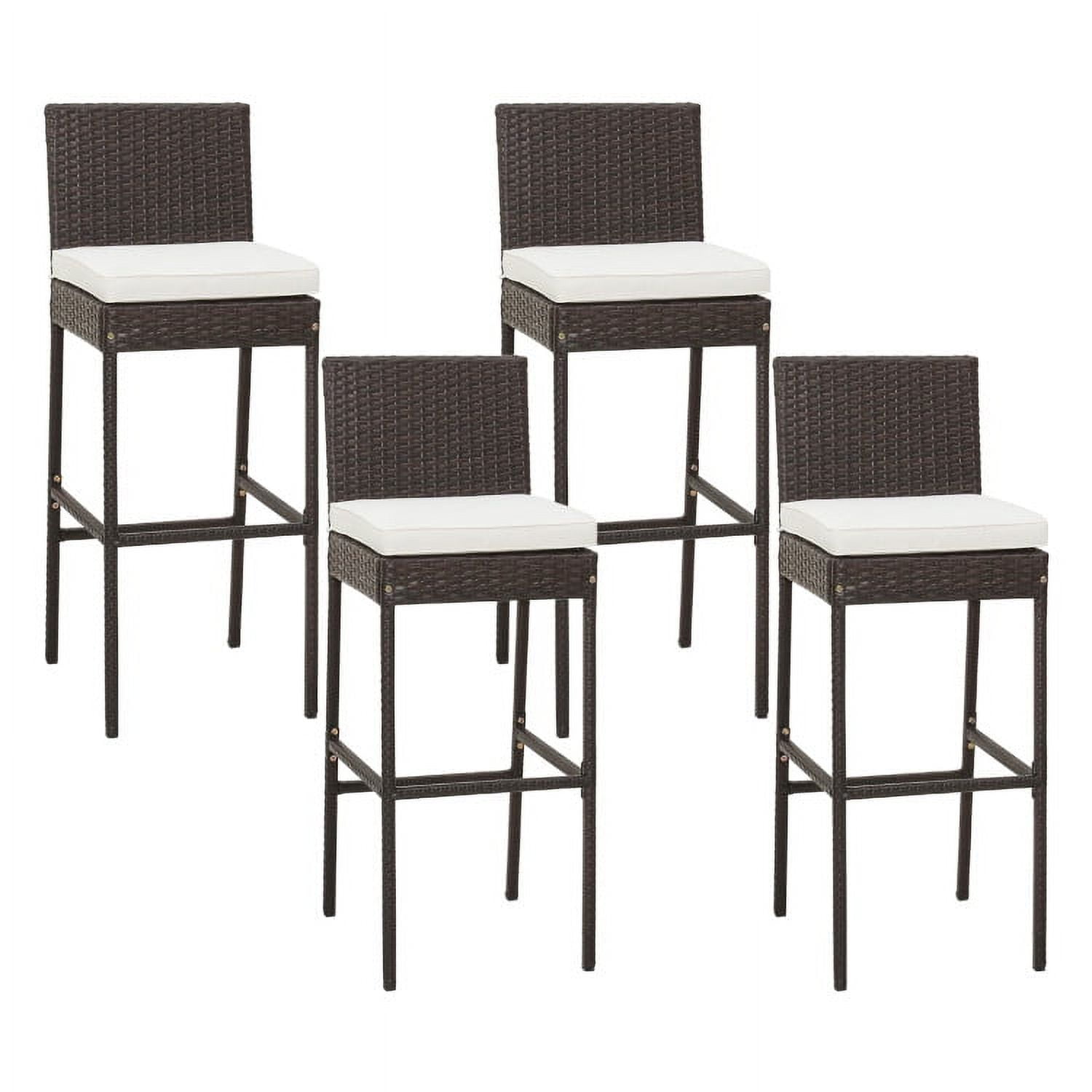 Aimee Lii 4 Pieces Patio Wicker Barstools with Seat Cushion and Footrest, Outdoor Patio Furniture Aimee Lii 4 Pieces Patio Wicker Barstools with Seat Cushion and Footrest, Outdoor Patio Furniture