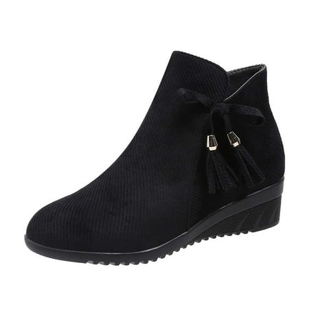 

Boots for Women Women S Winter Warmer Fashion Wedges Middle Heel Boots Slouchy Side Zipper Boots