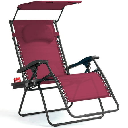 Gymax Folding Recliner Zero Gravity Lounge Chair W Shade Canopy