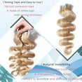 thumbnail image 5 of MY-LADY 20PCS Wavy Curly Tape in 100% Real Human Hair Extensions Hairpiece Skin Weft Full Head 24inch #24 Natural Blonde, 5 of 9