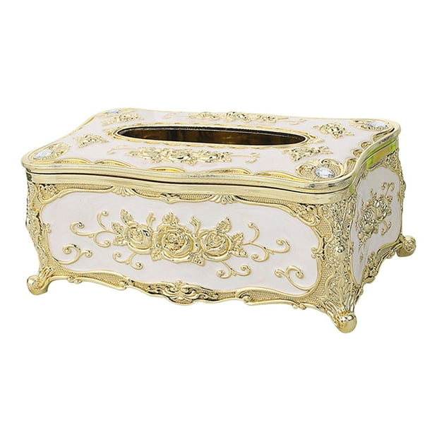Estuche para guardar pañuelos, dispensador de pañuelos, servilletero, decorativo para baño Dorado