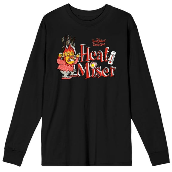 The Year Without Santa Claus Heat Miser Men's Black Long Sleeve Crew Neck Graphic Tee-XL