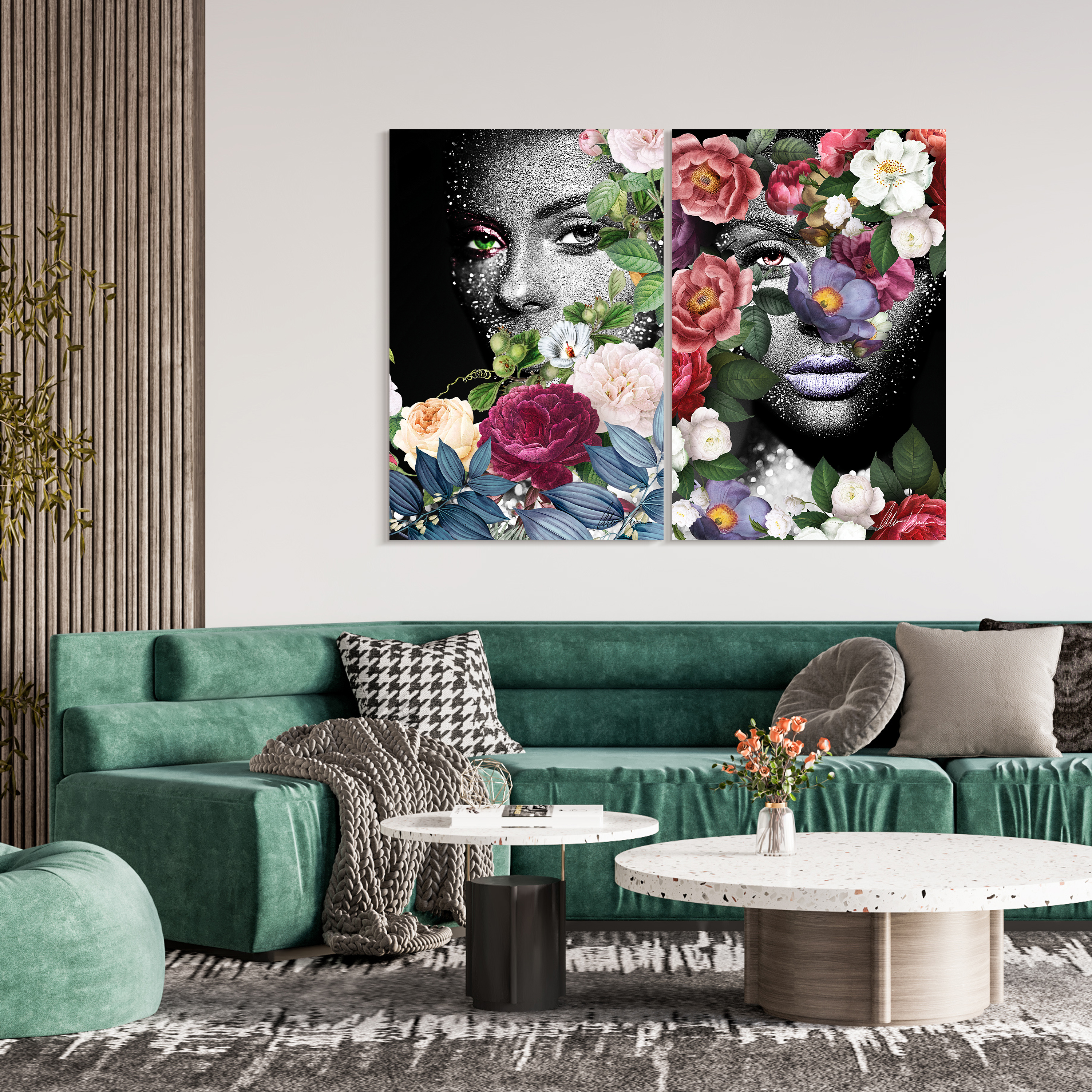 Earth Goddess Frameless Free Floating Tempered Glass Panel Graphic Wall Art , 48" x 32" each
