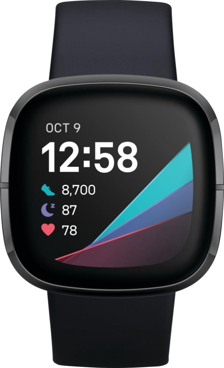 Restored Fitbit Sense Fitness Smartwatch (WiFi) Graphite Stainless Steel (Refurbished)