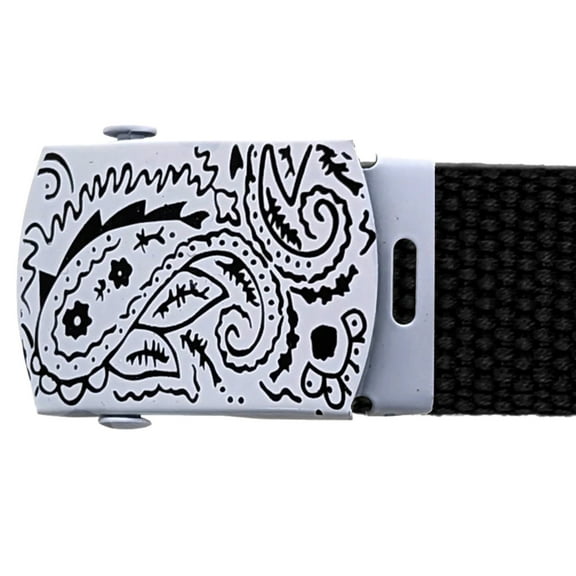 White Black Paisley Style Metal Buckle for Military Web Belt