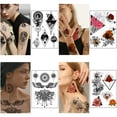 thumbnail image 5 of Yazhiji 32 Pieces Fake Tattoo Patterns Totem Flower Rose temporary tattoo stickers for women men boys girls sexy body art big arm tower drawing sunflower, 5 of 8