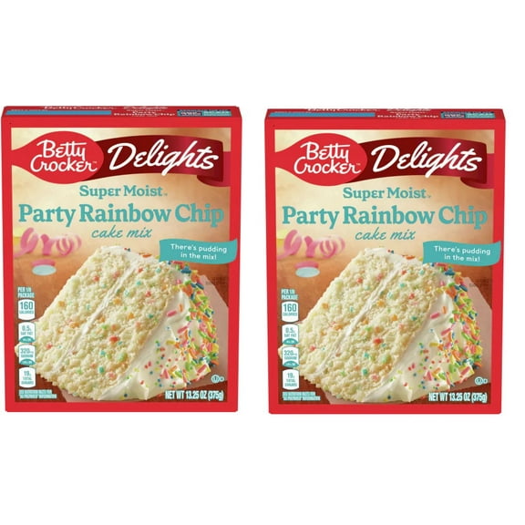 Pack of 2 Betty Crocker Delights Supermoist Rainbow Chip Cake Mix, 13.25 OZ