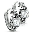 thumbnail image 3 of Victorian Style Cubic Zirconia Stainless Steel Leverback Huggie Earrings, 3 of 4