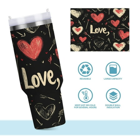 

DIXRUYEE Steel Water Bottles Tumbler Creative Love Struck Pattern 40oz/30oz