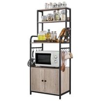 Kitchen Baker's Rack with Storage Shelves, 4-Tier Microwave Stand with 8 and Cabinet, 59'' Height Kitchen Shelves for Spices, Pots and Pans, Utility Coffee Station