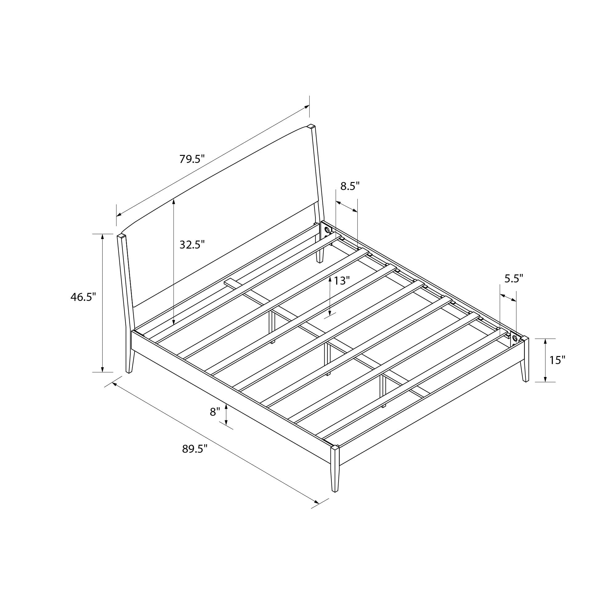 DHP Dacin Wood Bed Frame with Upholstered Headboard, Queen, Beige Linen