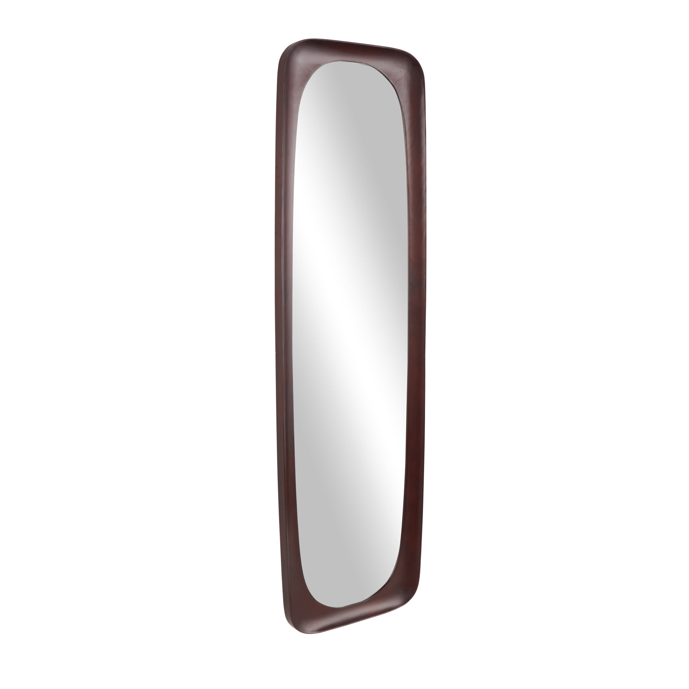 DecMode 21" x 71" Dark Brown Oval Wall Mirror
