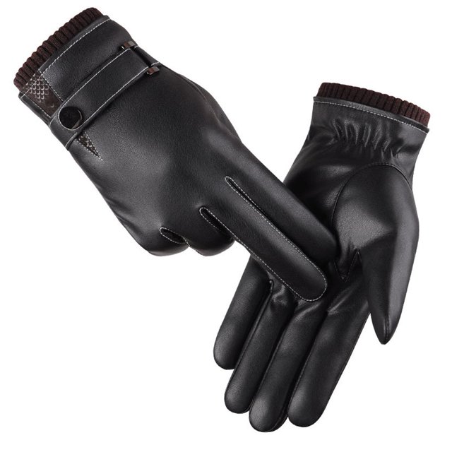 Guante de pantalla táctil PU cuero felpa a prueba otoño térmico impermeable cálido invierno guantes para senderismo, esquí, negocios, Hugo Guantes de invierno