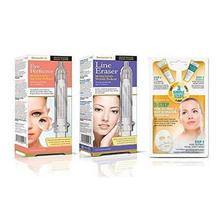 Wrinkle Reducer Eye - Dermactin-TS Complete Face Care 3-Piece Set - 90 Second Wrinkle Reducer-Anti-Wrinkle/Aging/Line Reducer, 90 Second Eye Perfector Dark Circle/Under Eye Care, Facial Sheet Pore Refining Mask