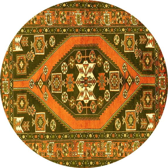 Ahgly Company Indoor Round Persian Yellow Traditional Area Rugs, 4' Round