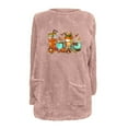 thumbnail image 4 of Azrian Plus Size Sweats for Womens,Women's Round- Neck And Winter Loose Print Pocket Warm Long Sleeve Blouse Tops S,Pink Deals Cheap on Sale, 4 of 4