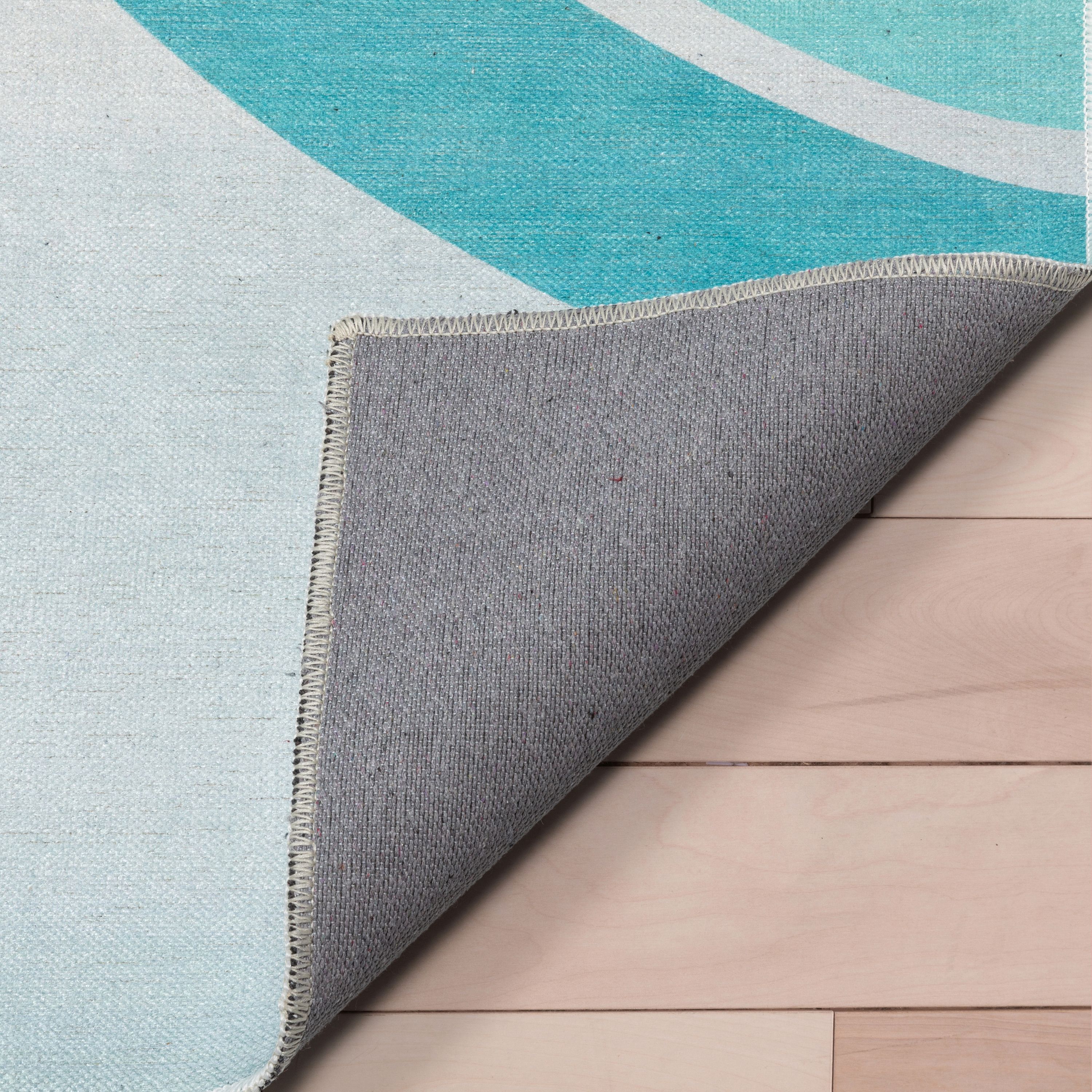 Well Woven Kids Rugs Curved Rainbow Modern Multi Color Printed Distressed Machine Washable 5' x 7' Area Rug