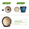 thumbnail image 3 of Ordivic 10 inch Blue Ceramic Plant Pot with Drainage Hole & Saucer | Large Reactive Glaze Decorative Flower Pot for Outdoor Patio & Floor Plants, 3 of 6