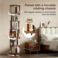 thumbnail image 6 of Noble House Saxon 78" 6-Tier Rotating Bookshelf Tower, Solid Rubberwood, 360° Bookcase on Locking Wheels, Walnut, 6 of 10