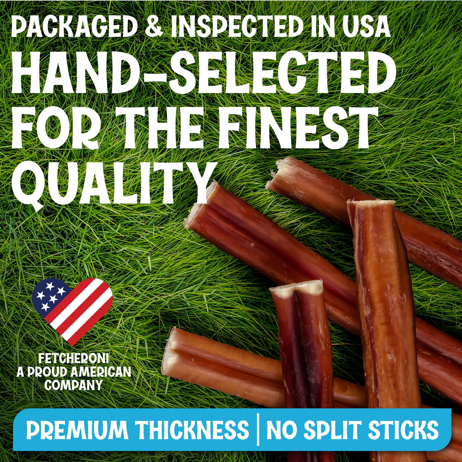 Fetcheroni Odor-Free Thin Bully Sticks for Dogs, 12 Inch, 10 Pack