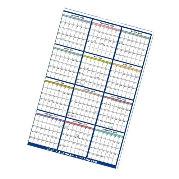 2026 Wall Calendar Yearly Planner, Erasable Reusable Home Office Organiser 59x88cm Wall Mounted