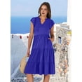 thumbnail image 4 of Womens Summer Dress Ruffle Sleeve V Neck Midi Dresses Tiered Boho Beach Sundress Blue M, 4 of 9