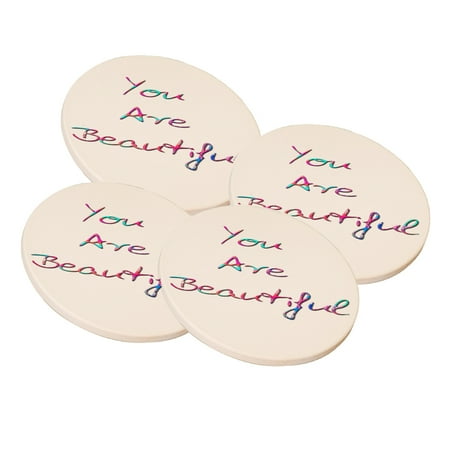 

KuzmarK Sandstone Drink Coaster (set of 4) - You Are Beautiful