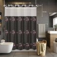 thumbnail image 5 of No Hook Spring Floral Shower Curtain with Snap in Liner Set, Vintage Bohemia Flowers Leaves Bows Black Waterproof Fabric Bathroom Curtains with See Through Top Window, Hotel Style Modern 60 x 72 Inch, 5 of 9