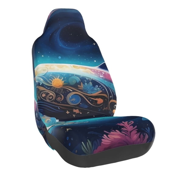 Naloa Vintage Colorful Patterned Dolphin Car Seat Covers Universal Front Seat Coves for Car Accessories ,Padded Car Covers for Automotive, SUV, Truck, and Van