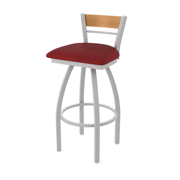 881 Revelle 30" Swivel Bar Stool with Anodized Nickel Finish, Medium Back and Graph Ruby Seat