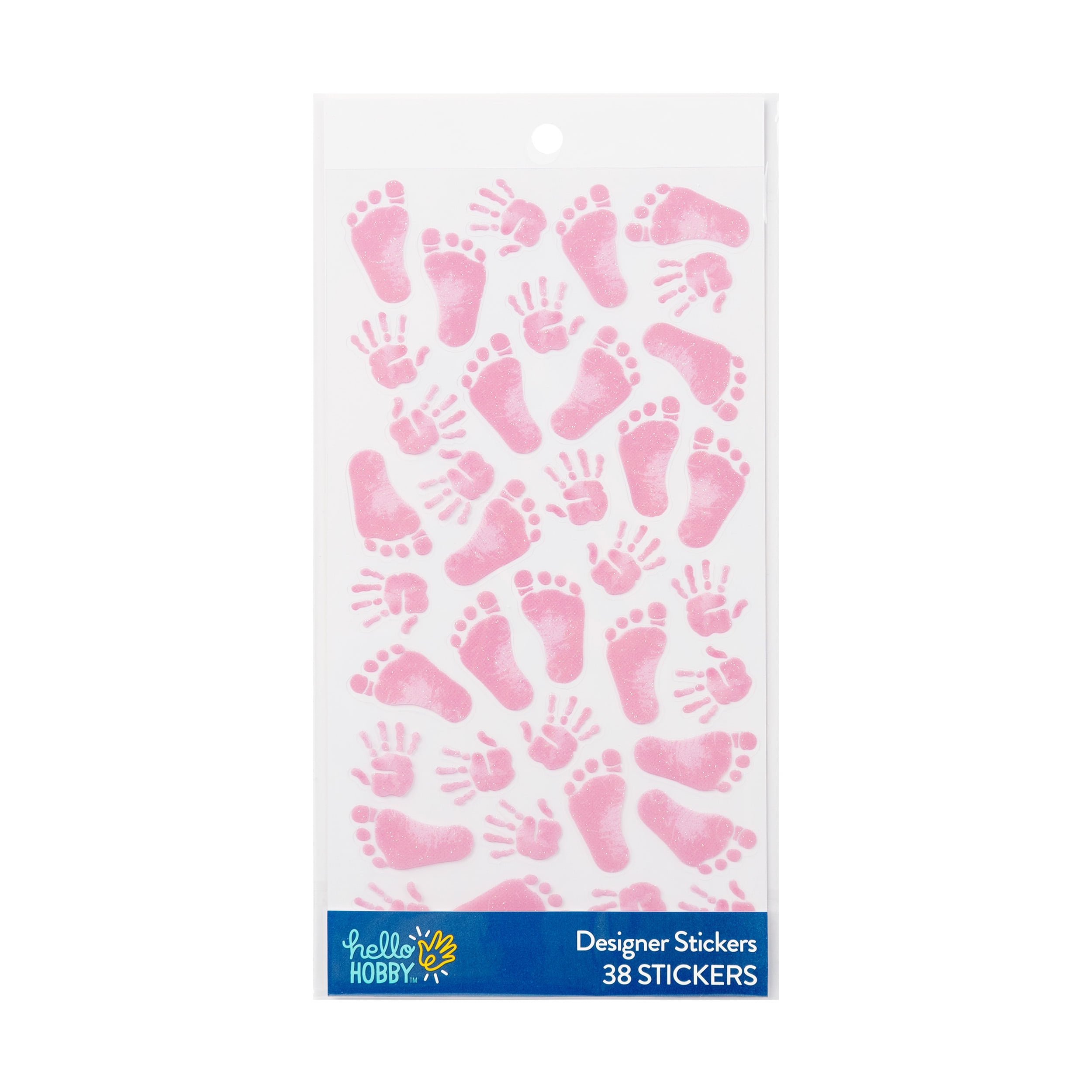 Hello Hobby Pink Baby Girl Hand & Footprint Designer Stickers, 38 Count