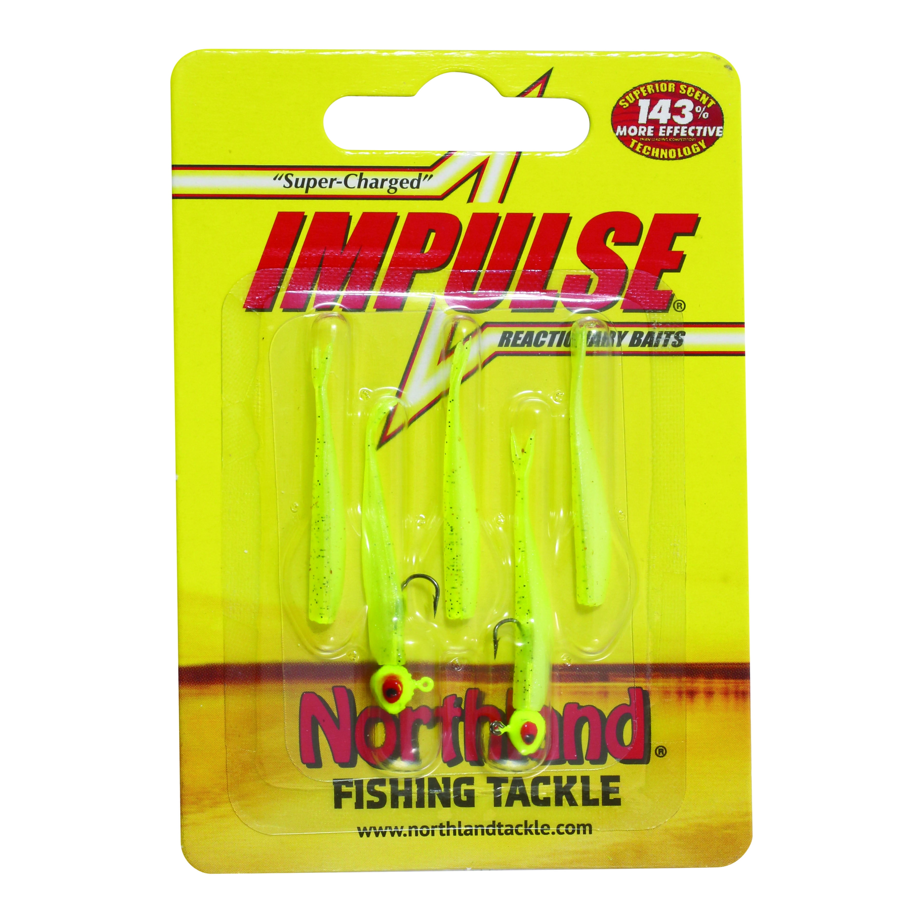 Northland Tackle Impulse Rigged Mini Smelt, Jig and Tail, Freshwater, Chartreuse Shad