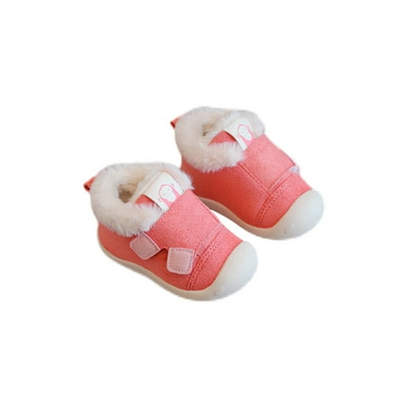 

Ferndule Boys Warm Crib Shoes Faux Fur Fuzzy Slippers House Winter Slipper Anti-Skid Fluffy Walking Shoe School Flats Soft Sole Non-slip Orange 6C