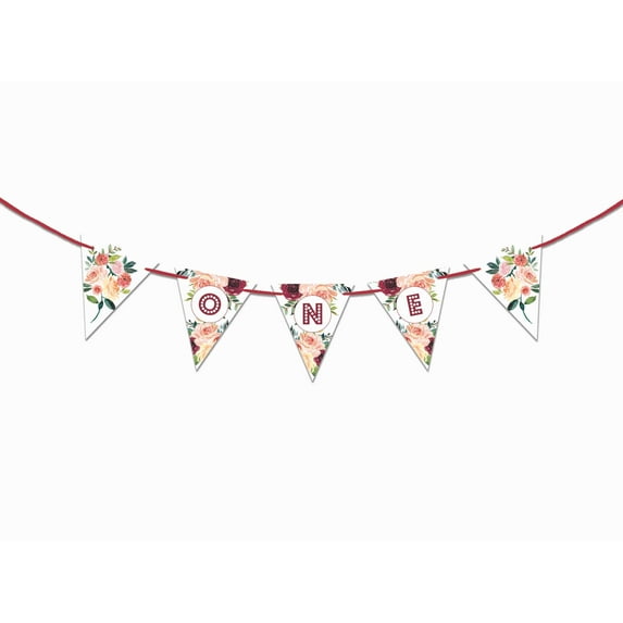 Inkdotpot Pre-Strung I Am 1 Birthday Decorations Party Supplies For Boy FloralsPennant Banner Flags
