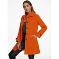 thumbnail image 3 of DARING DIVA Women's Peter Pan Collar Winter Outwear Trench Pea Coats Orange XS, 3 of 6