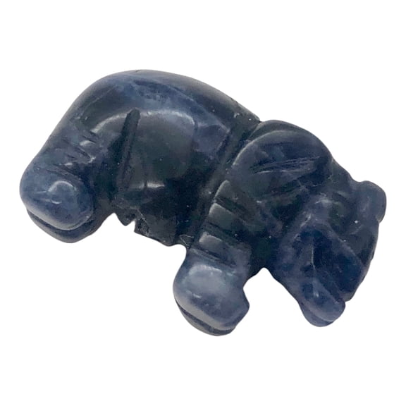 Wild Hand Carved Sodalite Elephant Figurine | 20x15x7mm | Clear | 1 Figurine