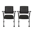 thumbnail image 4 of 2Pcs Stackable Conference Room Chairs with Wheels, Heavy Duty Folding Office Chair with Rebound Lumbar Support - Ergonomic Rolling Guest Chairs for Training, Waiting Area, Portable & Space Saving, 4 of 13