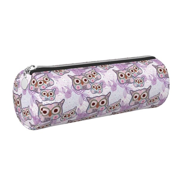 Disketp Owl And Floral Estuche Organizador de Lápices de Cuero, Estuche de Oficina con Cremallera para Bolígrafo y Lápiz