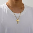 thumbnail image 4 of DORANA Gold Plated Cross Necklaces for Men Boys American Flag Pendant Chain Catholic Christian Religious Birthday Valentines Day Jewelry Gifts Teen Him Dad Boyfriend Husband Male Son Kids Age Ideas, 4 of 5