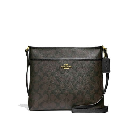 Urban Gear Messenger Bags - BRAND NEW WOMEN'S COACH (F29210) SIGNATURE ZIP FILE CROSSBODY MESSENGER HAND BAG (Brown/Black)
