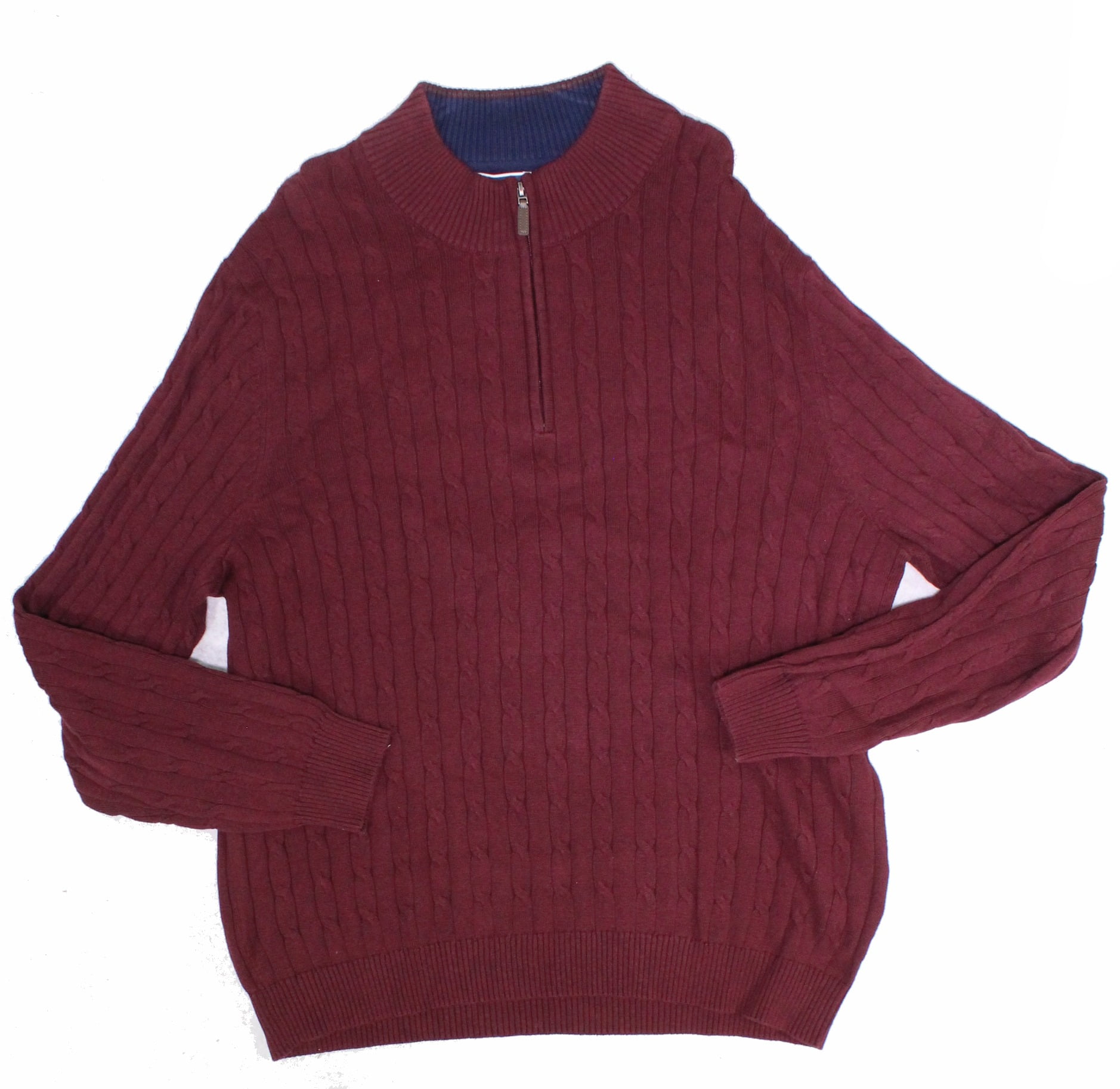 Club Room Sweaters - Mens Sweater Cranberry Medium 1/2 Zip Cable Knit M ...