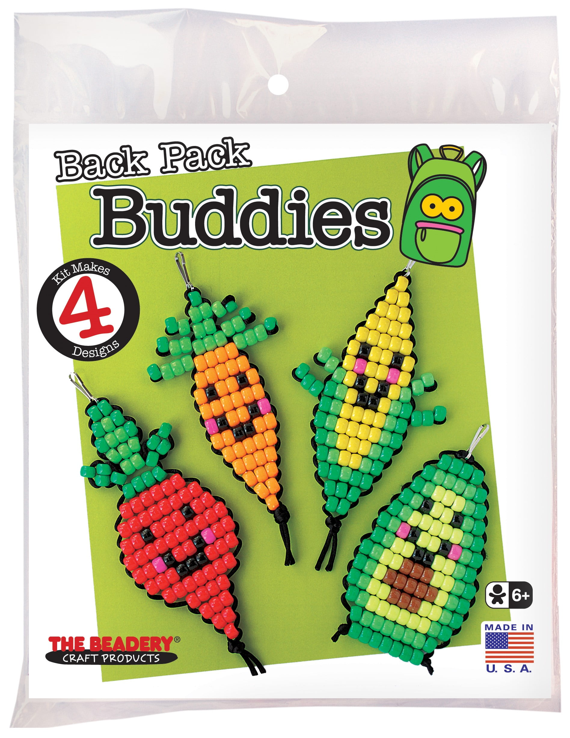 Veggie Backpack Buddies Kit, Kit Makes 4, Plastic Pony Bead Craft