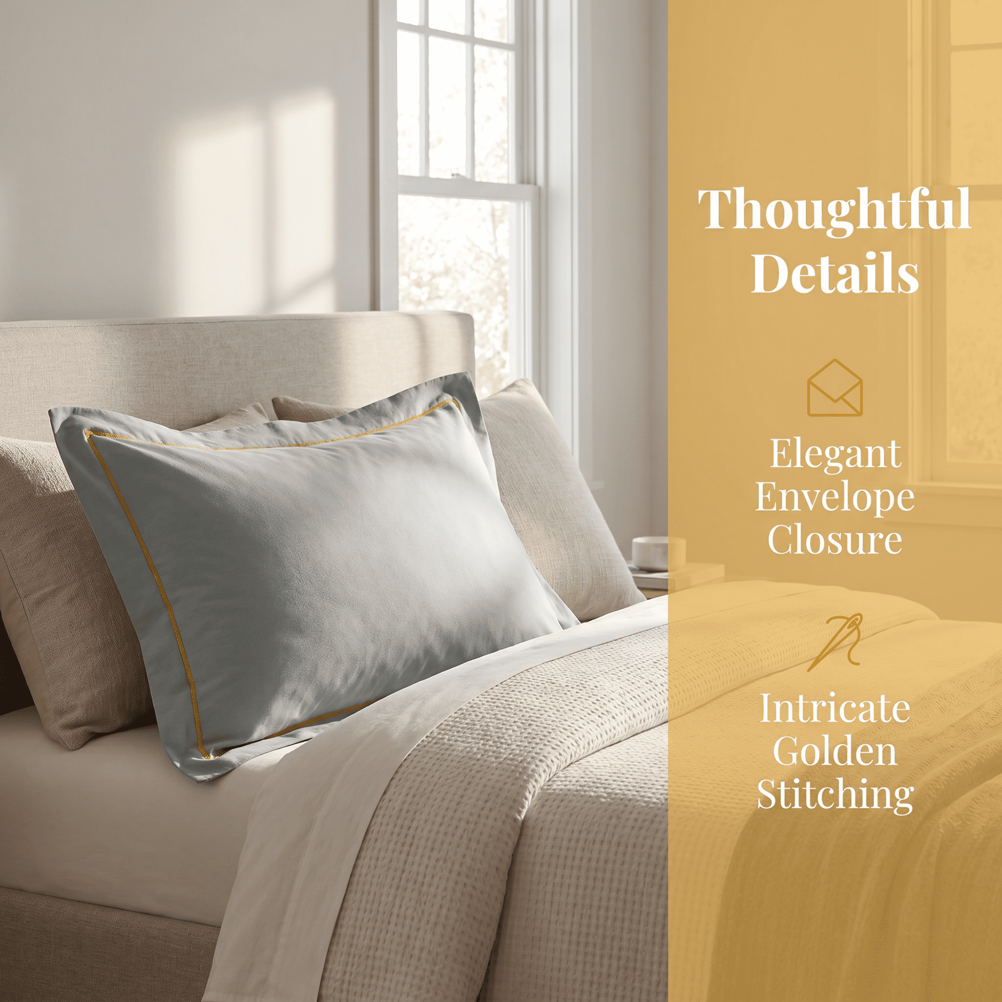 Unique Bargains 2Pcs Smooth Wrinkle Resistant Cotton Pillowcase Queen Gray