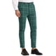 thumbnail image 4 of INSPIRE CHIC Pantalones de vestir de cuadros para hombre, corte slim fit, frente plano, negocios, talla 38, verde, 4 of 7